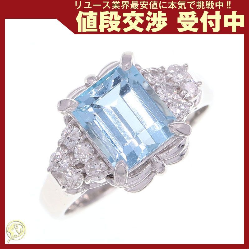 【新品）アクアマリン&ダイヤモンドリング(K18YG)