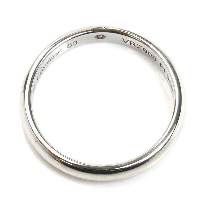 CARTIER カルティエ Pt950プラチナ ウェディング 1P ダイヤ リング  