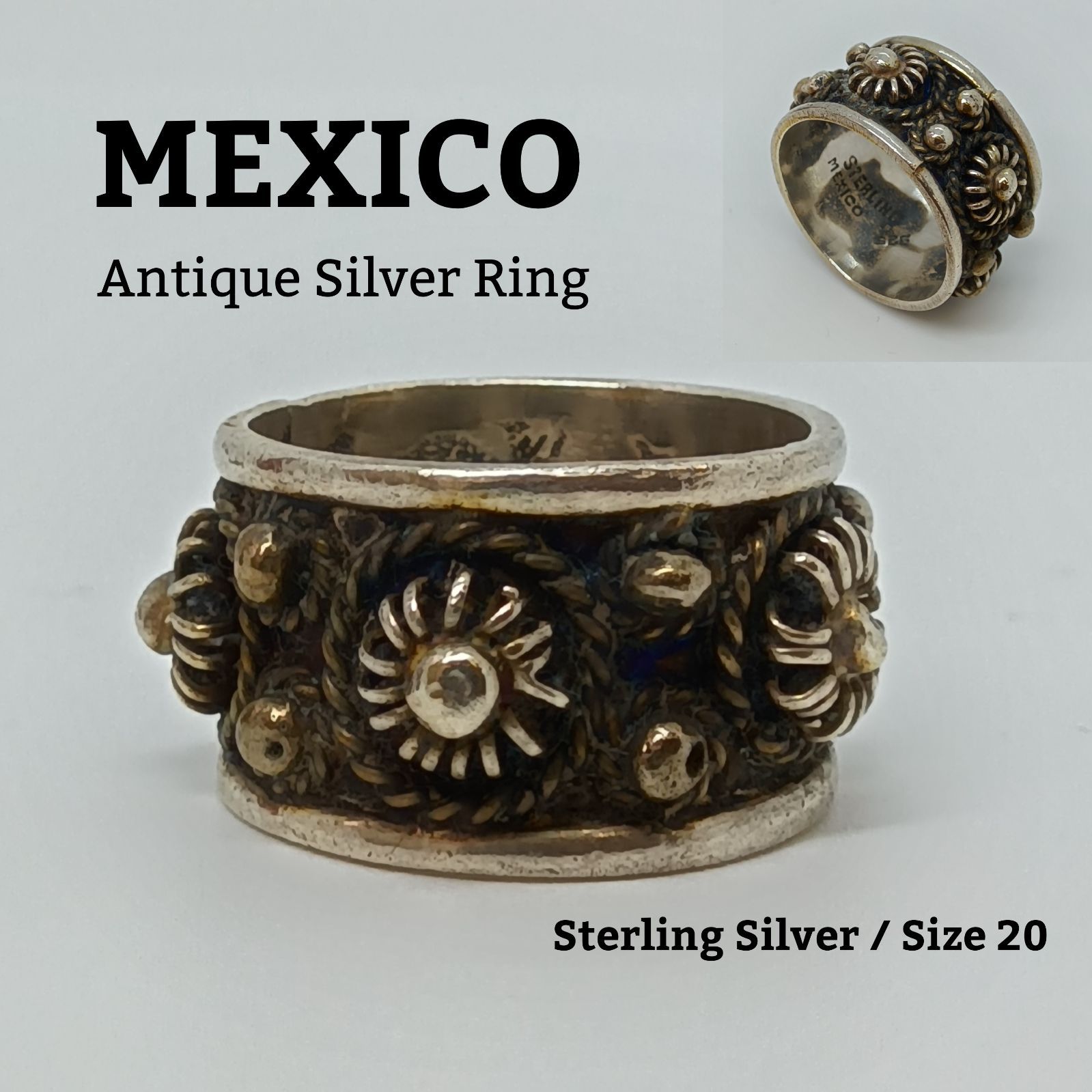 MEXICO製 ?ヴィンテージ スターリング シルバーリング 