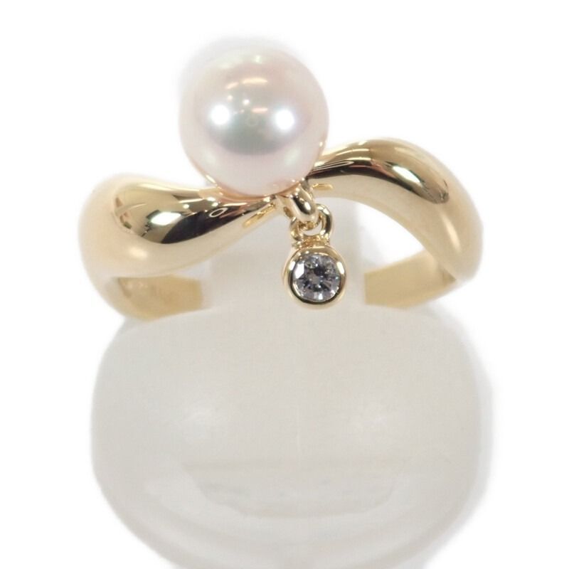 ❇極美品24万『ダイヤ0.40カラット入り大球11ミリあこや真珠リング』K18 MIKIMOTO】あこや真珠 リング K18イエローゴールド ダイヤモンド