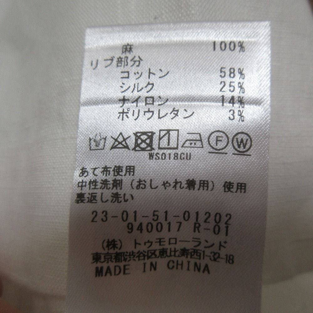  25 SS GALERIE VIE ギャルリーヴィー リネン100％ リブコンビフレンチリネン 半袖 ワイドシャツ サイズF オフホワイト レディース 古着 半袖 シャツ ブラウス