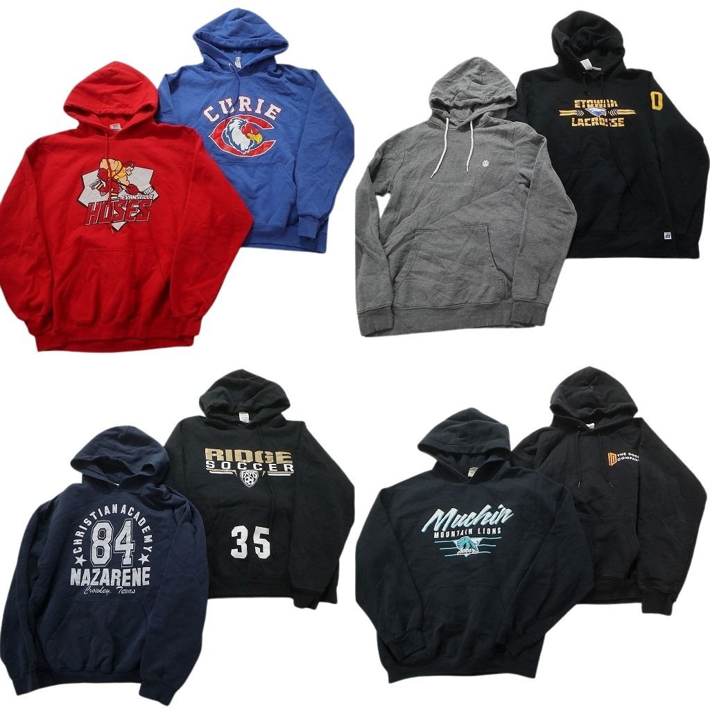 まとめ売り カラーパーカー スウェット 8枚セット メンズ L カレッジ風