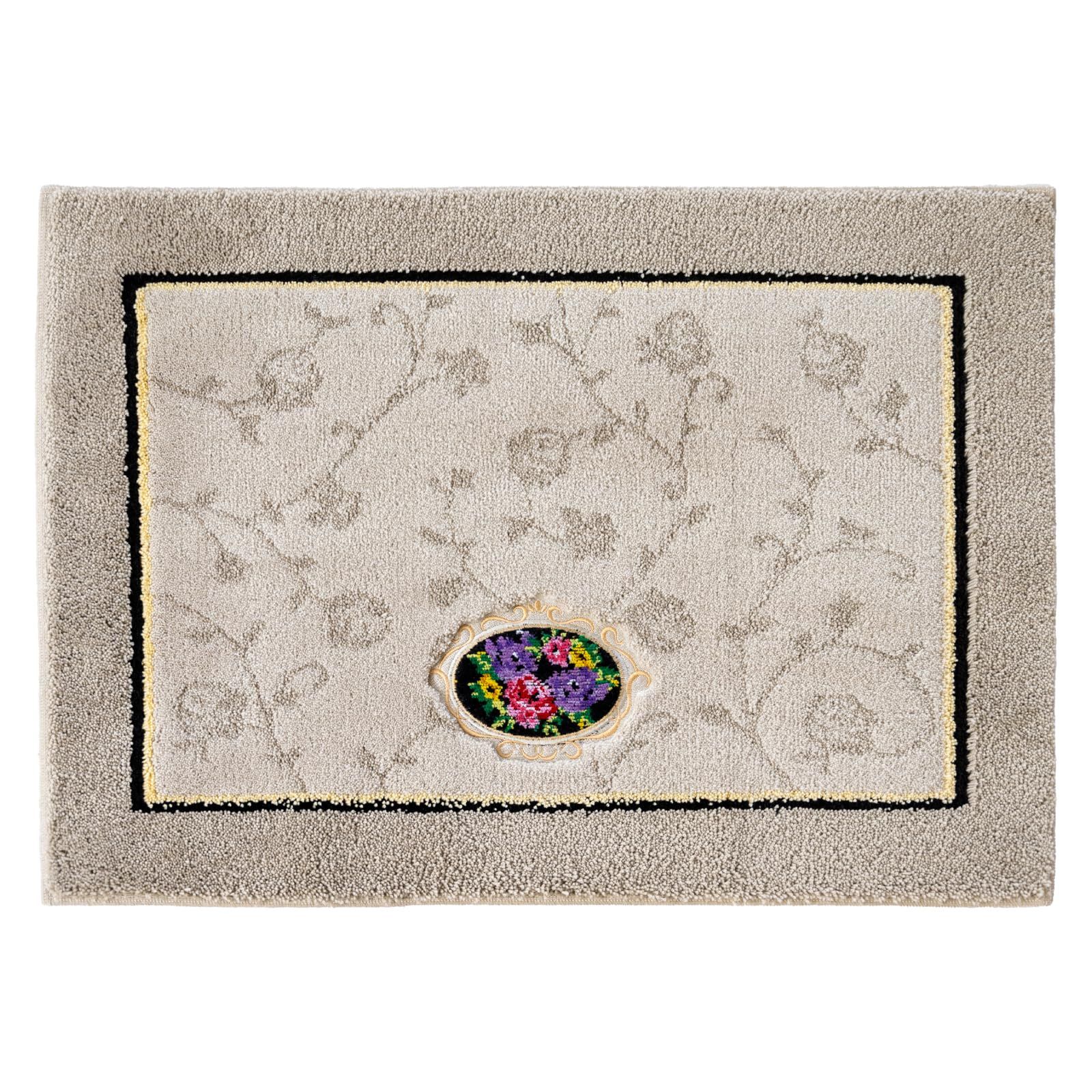 【迅速発送】オカ(OKA)シェニールロゼ せんめんマット 約50cm×70cm ベージュ(日本製 高級ウィルトン 洗面マット 玄関マット)