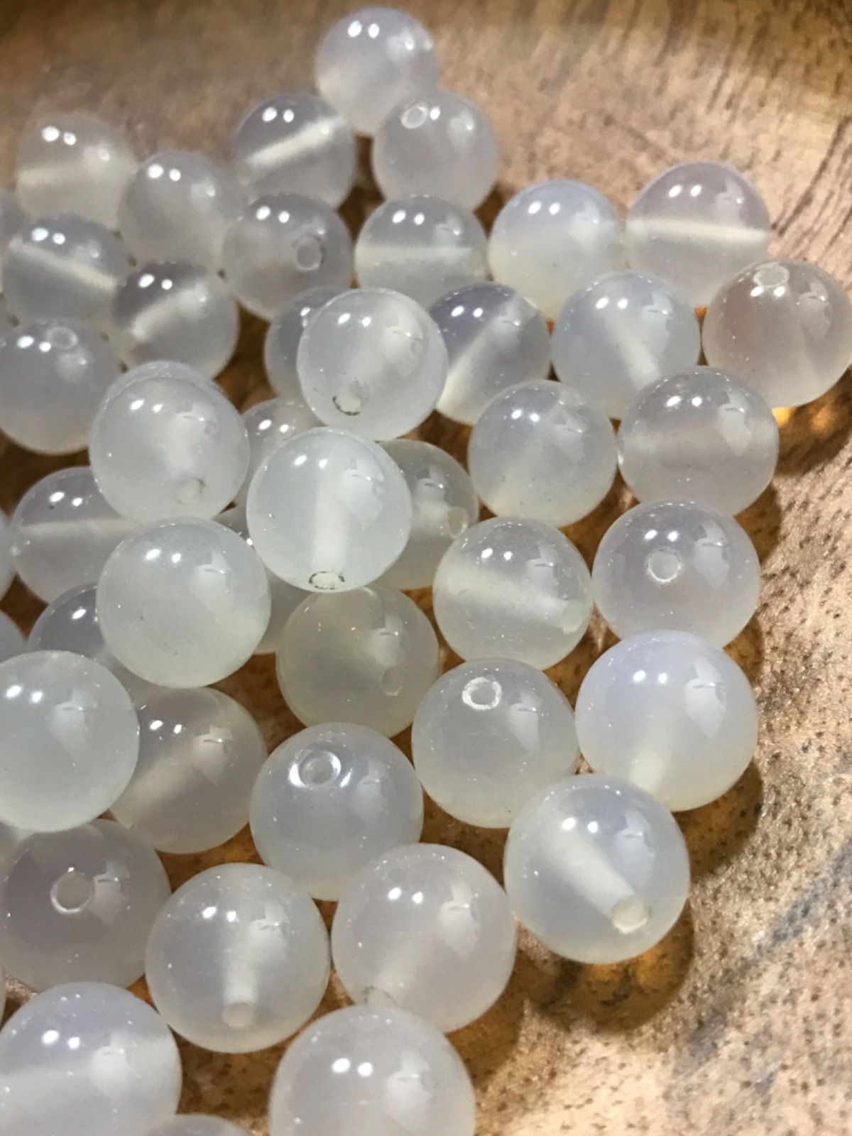 SHOP》10mm玉【ブルーアゲート/瑪瑙】1mm穴パーツ60個 10mm玉