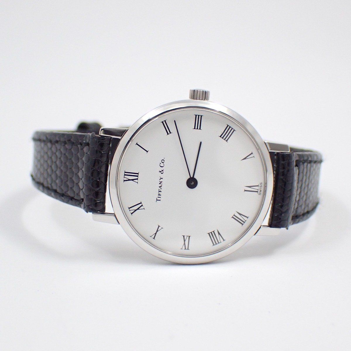 ティファニー クラシック クォーツ レディース 腕時計 白文字盤 純正革