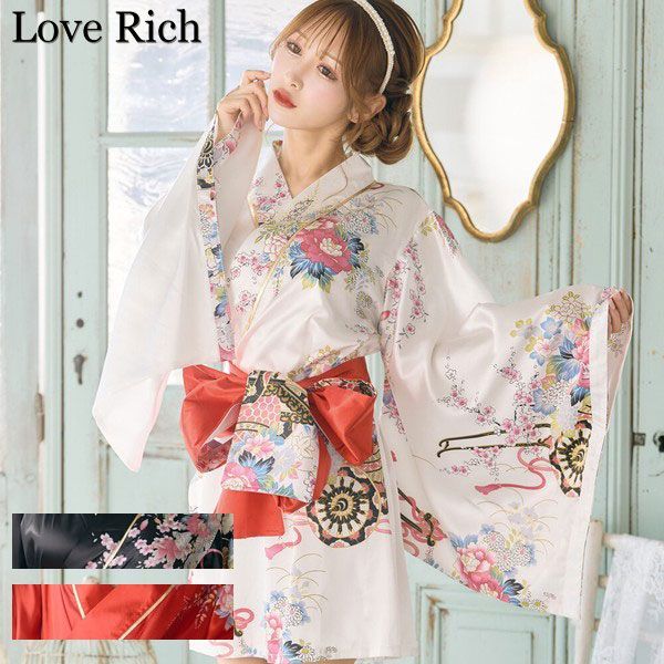 LoveRich ラブリッチ キャバドレスサテン 和柄 花魁 ミニ よさこい LoveRich ラブリッチ キャバドレスサテン 和柄 花魁 ミニ よさこい