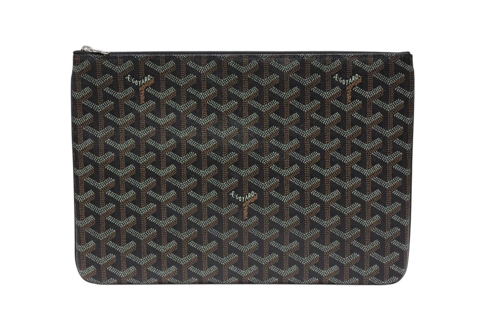GOYARD ゴヤール セナMM クラッチバッグ SENAT2MMLTY01CL03P ブラック ブラウン PVC レザー 4b007612