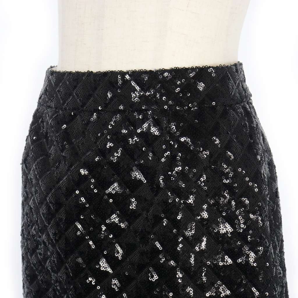 ヴィヴィアーノ VIVIANO スパンコール ミニスカート タイト XS ブラック 黒