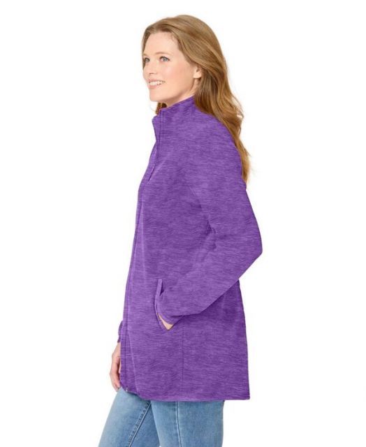 送料無料 ウーマン ウィズイン レディース ジャケット ブルゾン アウター Women s Plus Size Zip-Front Microfleece Jacket Radiant purple marled