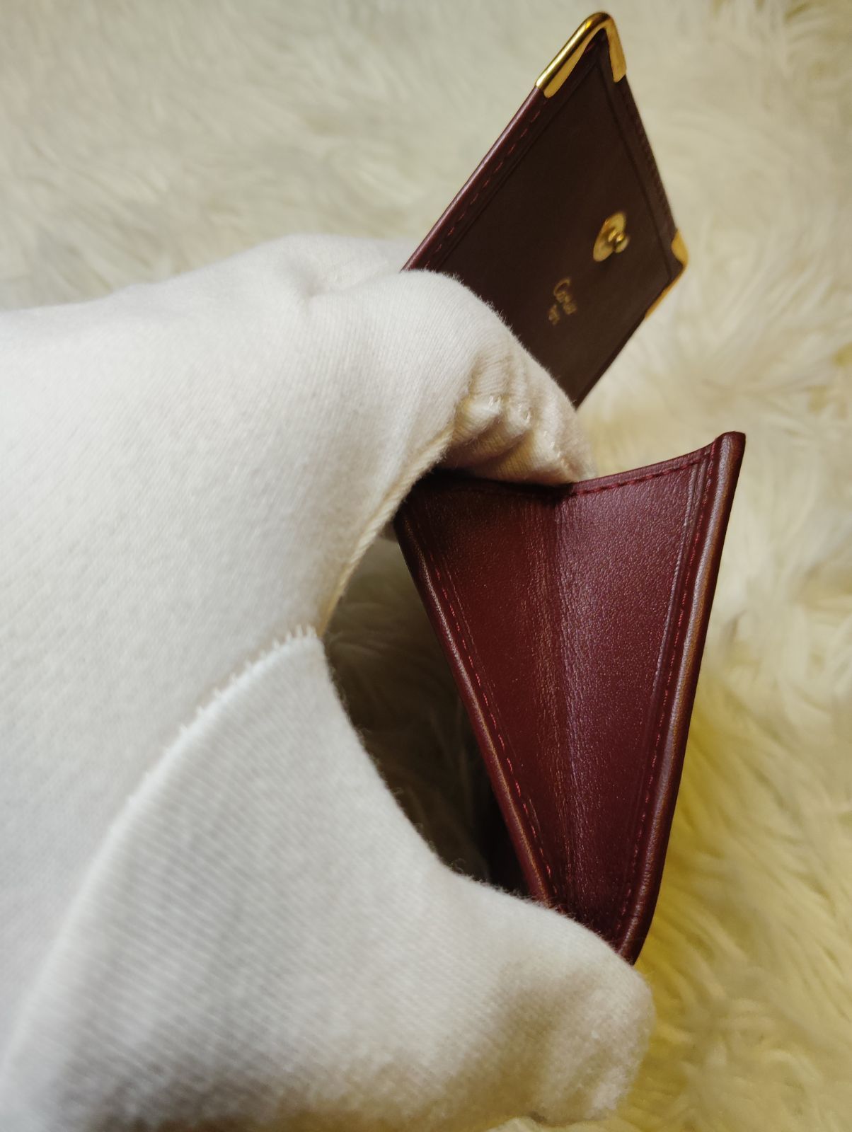 極美品】Cartier カルティエ マストライン カーフレザー ボルドー 小銭 