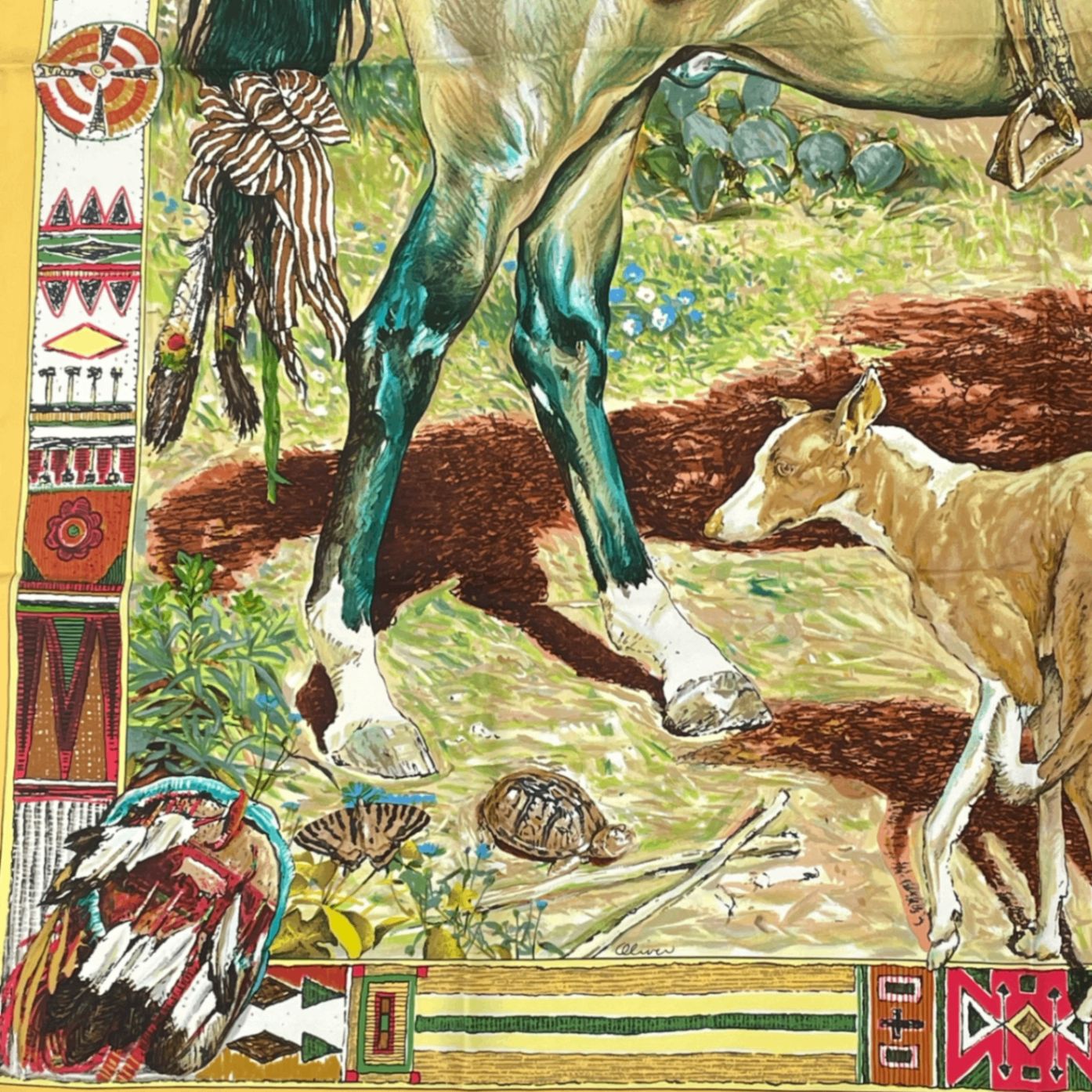 極美品 HERMES エルメス Les Cheyennes シャイアン族 カレ90 シルク