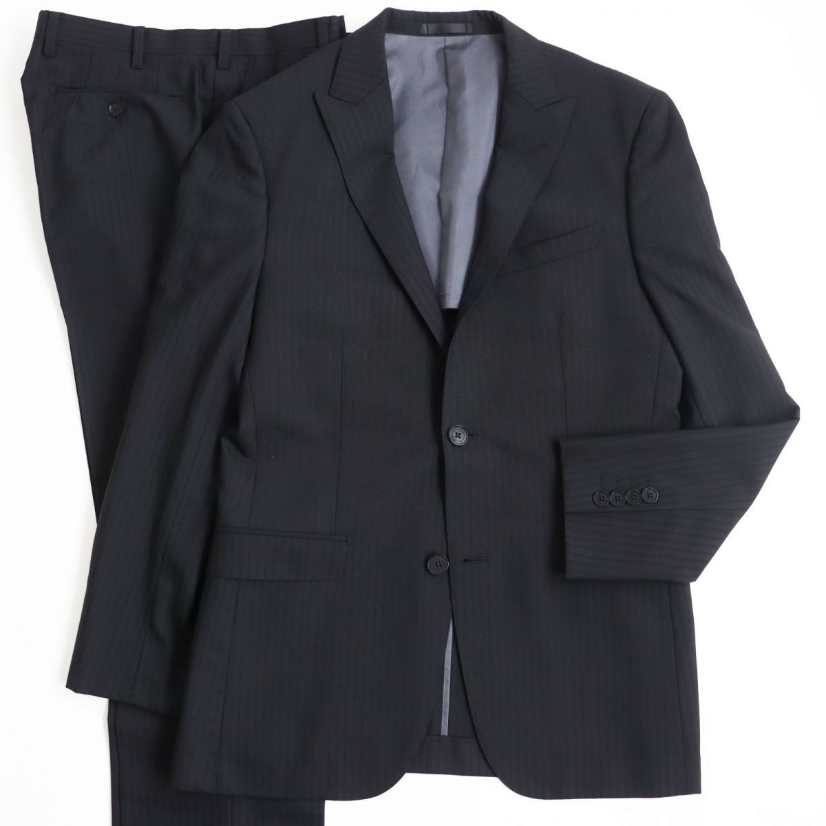 バーバリーブラックレーベル】スーツ セットアップ 黒 ストライプ M