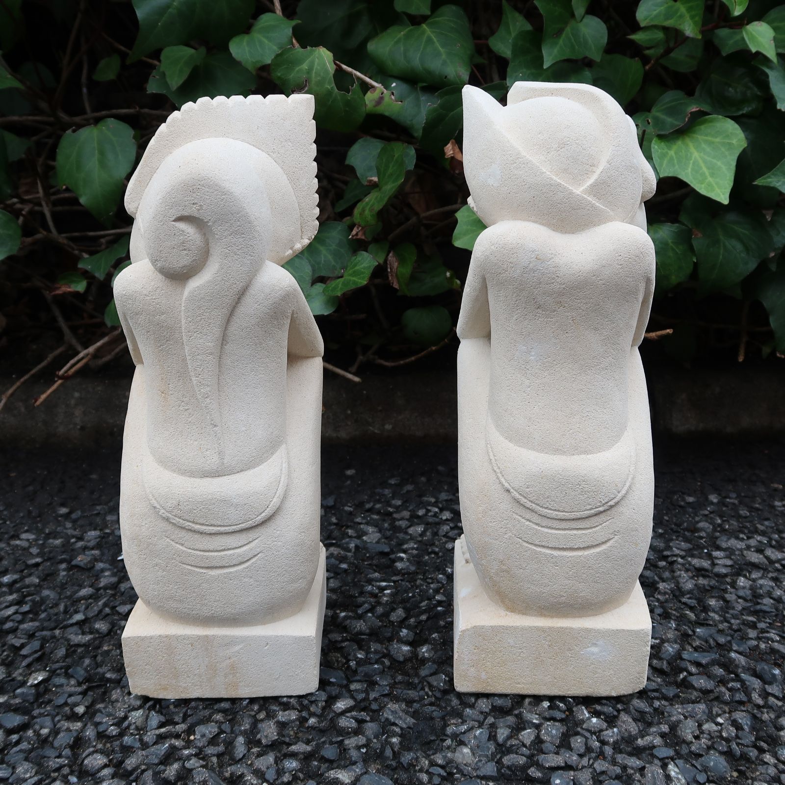 バリニーズカップル石像 プリミティブ人形 Lサイズ 30cm 男女2体セット 