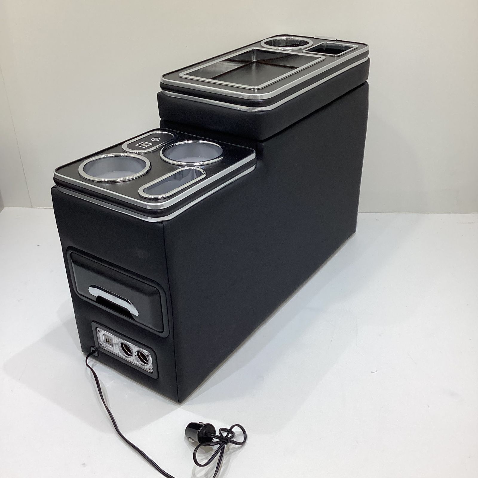 341 ミニバン用 汎用 コンソール USB ブラック 車用 充電 ドリンクホルダー 収納