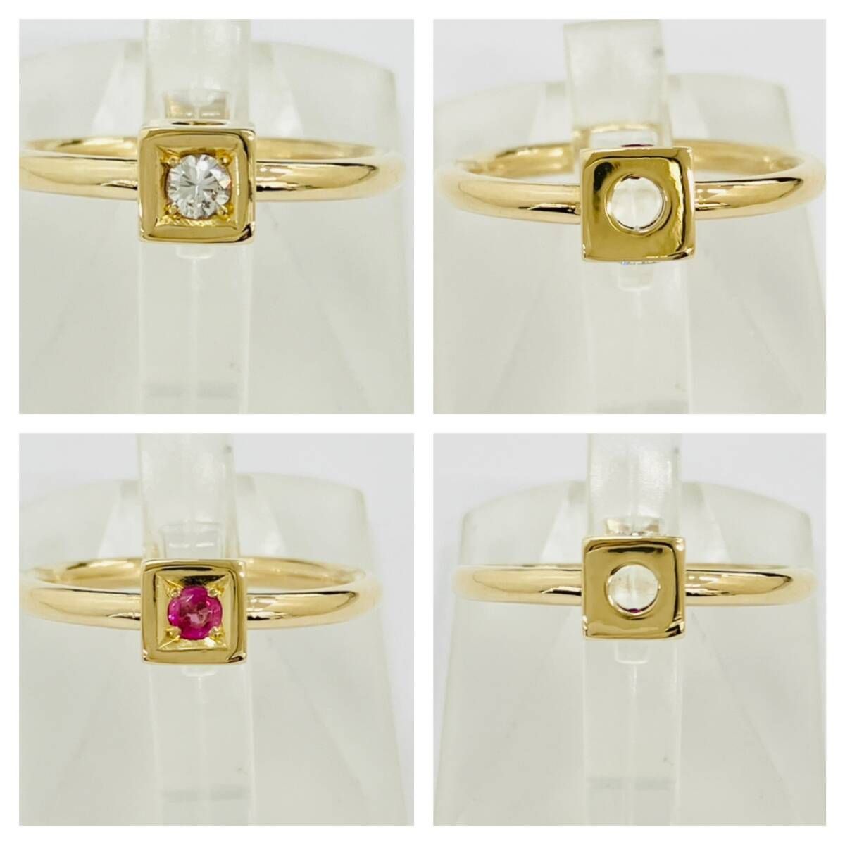 ダイヤモンドストーンリング サイズ9号 K18 ダイヤ付き 9号 4.5g カラーストーン リング 指輪 2way