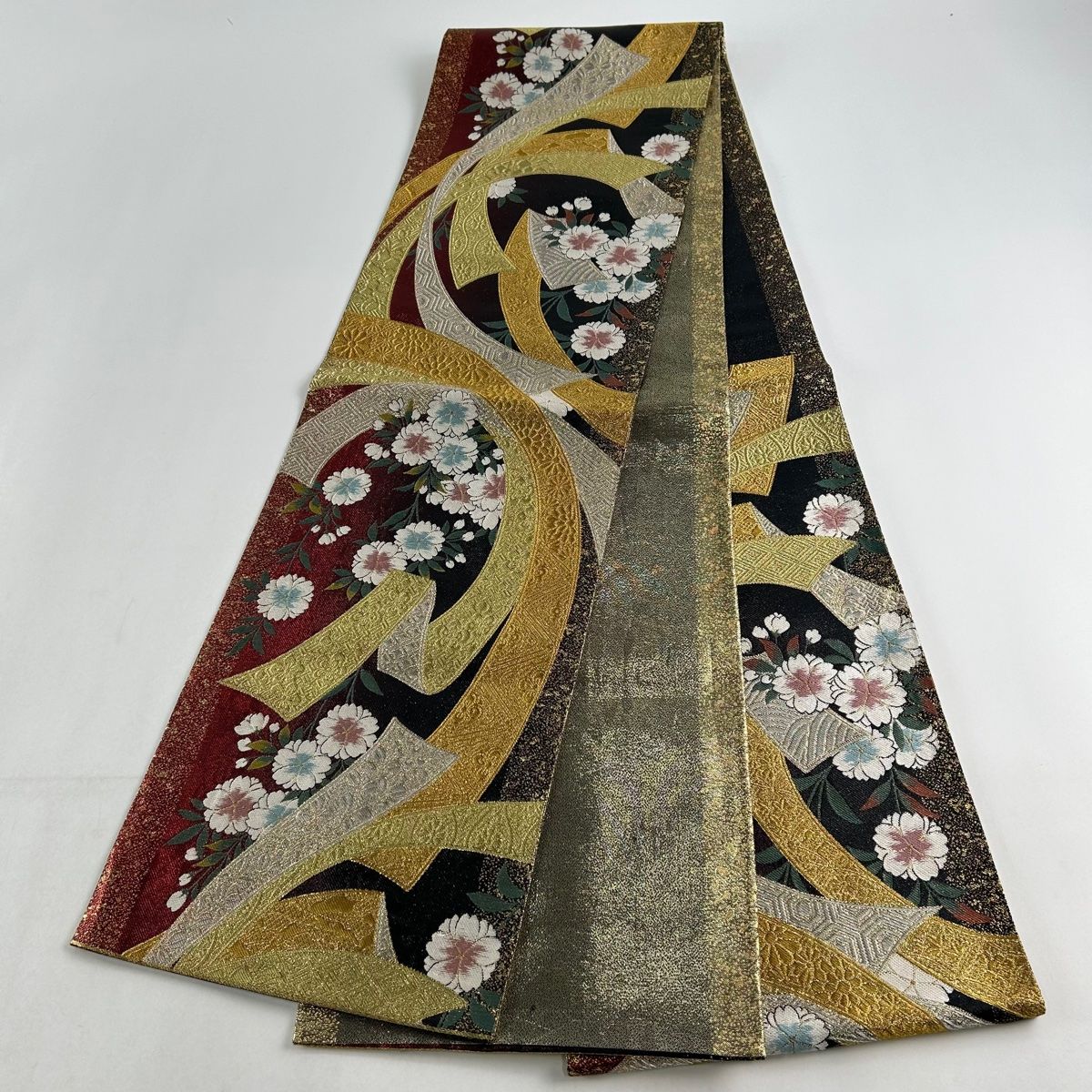 袋帯　振袖用 おしゃれ用　艶やか　型押　黒袋帯　日本製　新品　 1013⑥ 袋帯 振袖用 おしゃれ用 艶やか 型押 黒袋帯 日本製 新品 1013⑥