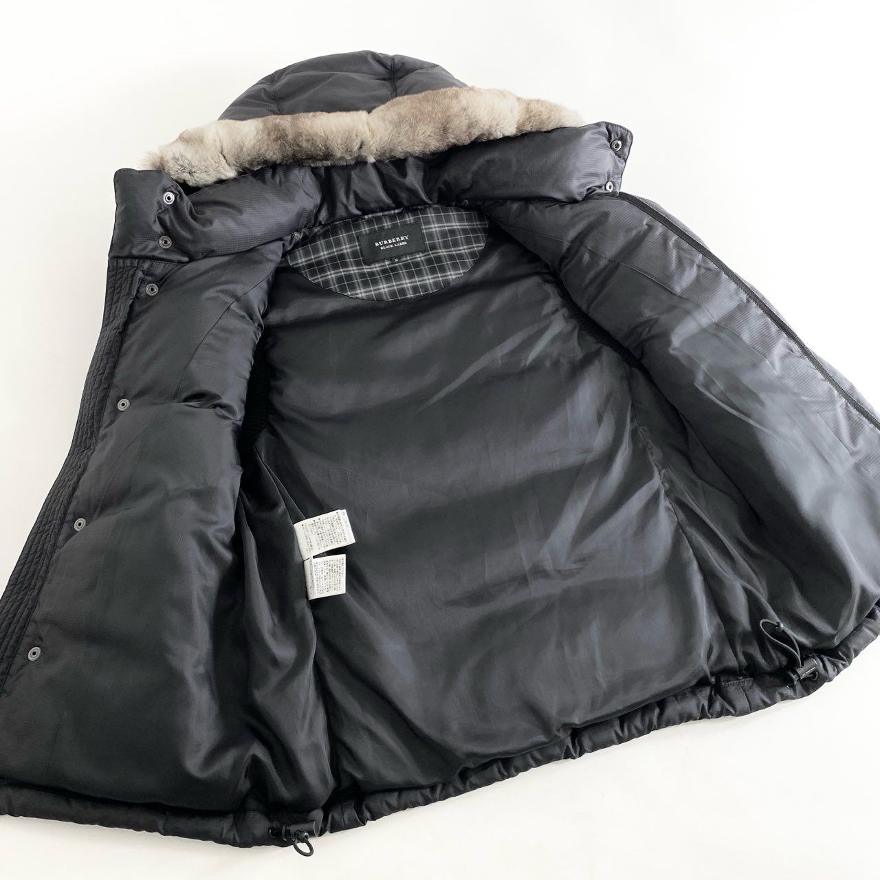 BURBERRYバーバリー ブラックレーベル ラビットファー付 ダウン