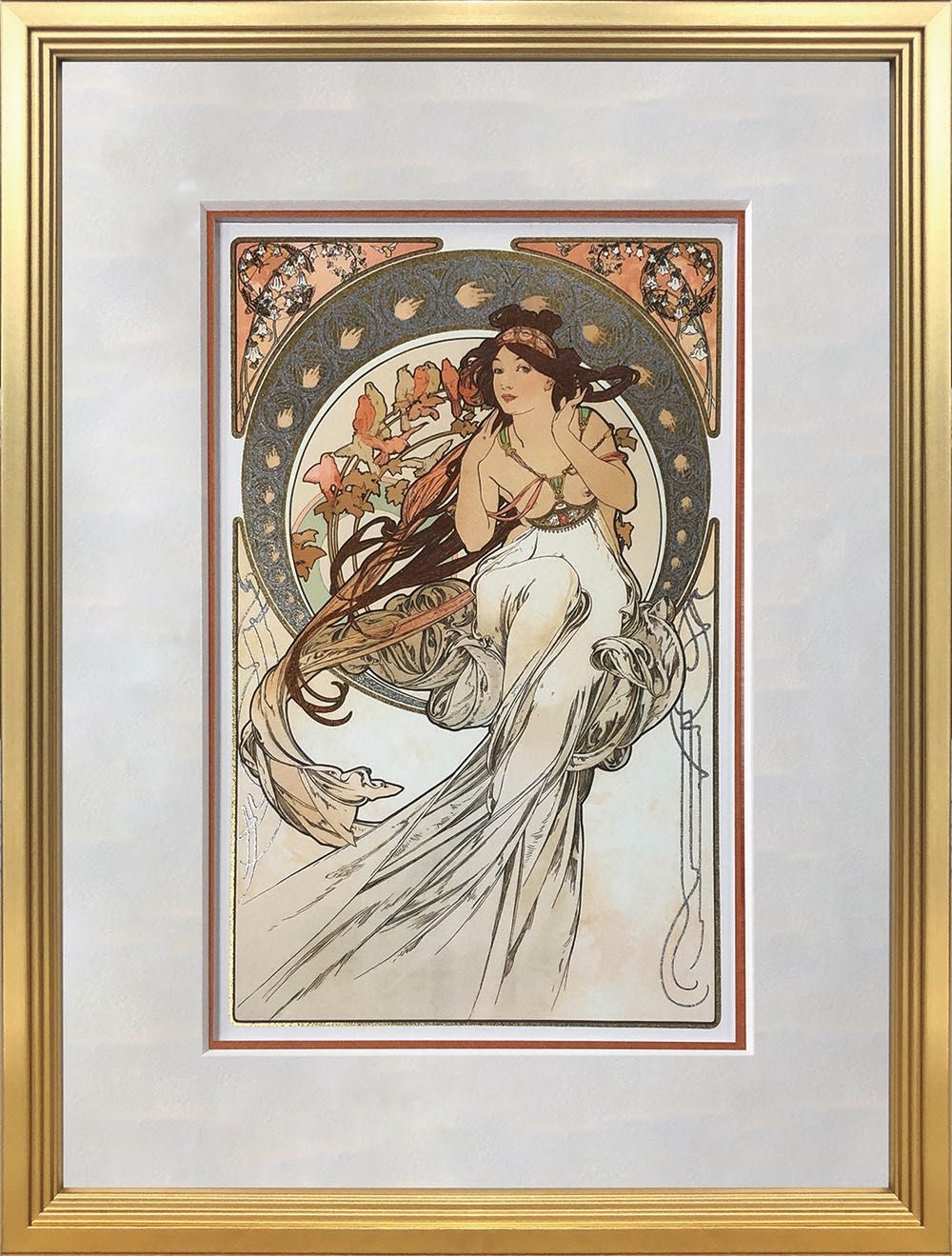 正真作品 武者小路実篤 水仙 水彩画 額縁付き 版画 絵