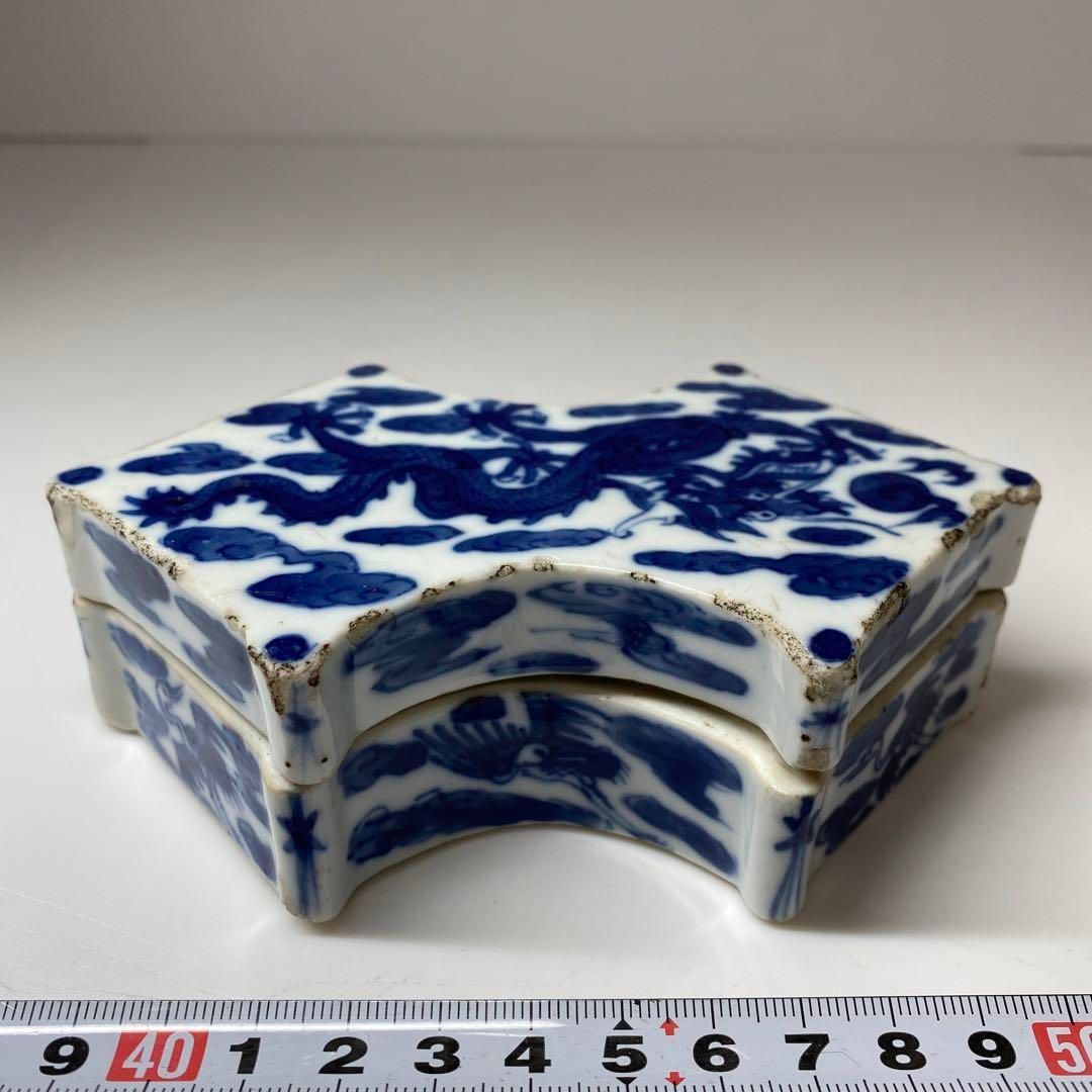 中国清朝時代　大明嘉靖年製　青花龍図蓋物　木箱付　東Y6-1202☆2Fトニヒ 中国清朝時代 大明嘉靖年製 青花龍図蓋物 木箱付 東Y6-1202☆2F