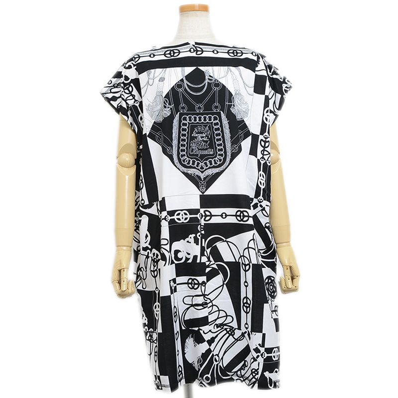 エルメス ノースリーブワンピース クリケティス コットン ホワイト ブラック レ