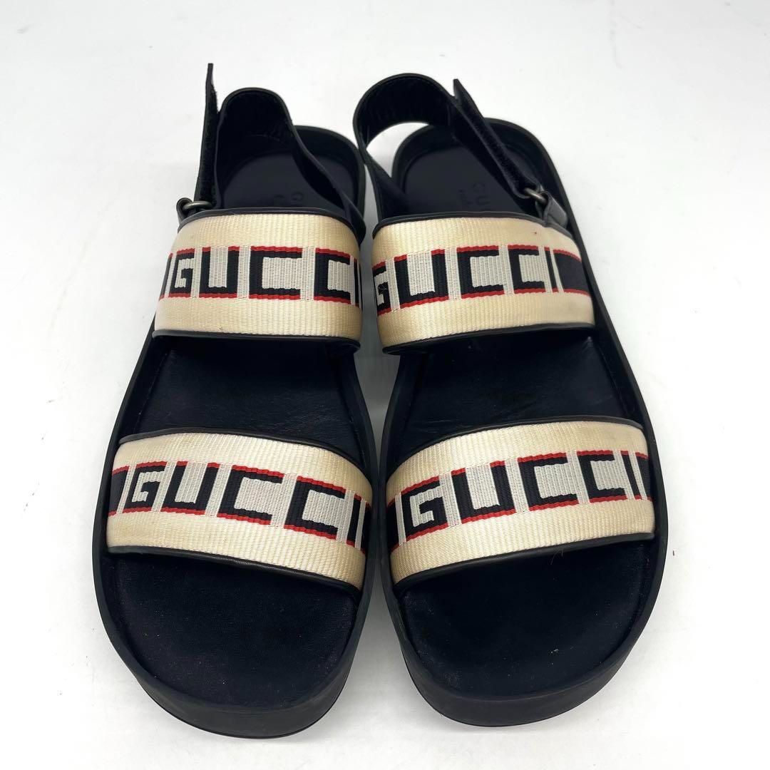 GUCCI グッチ サンダル ストライプテープ ロゴストラップ サマー 夏 キャンバス メンズ