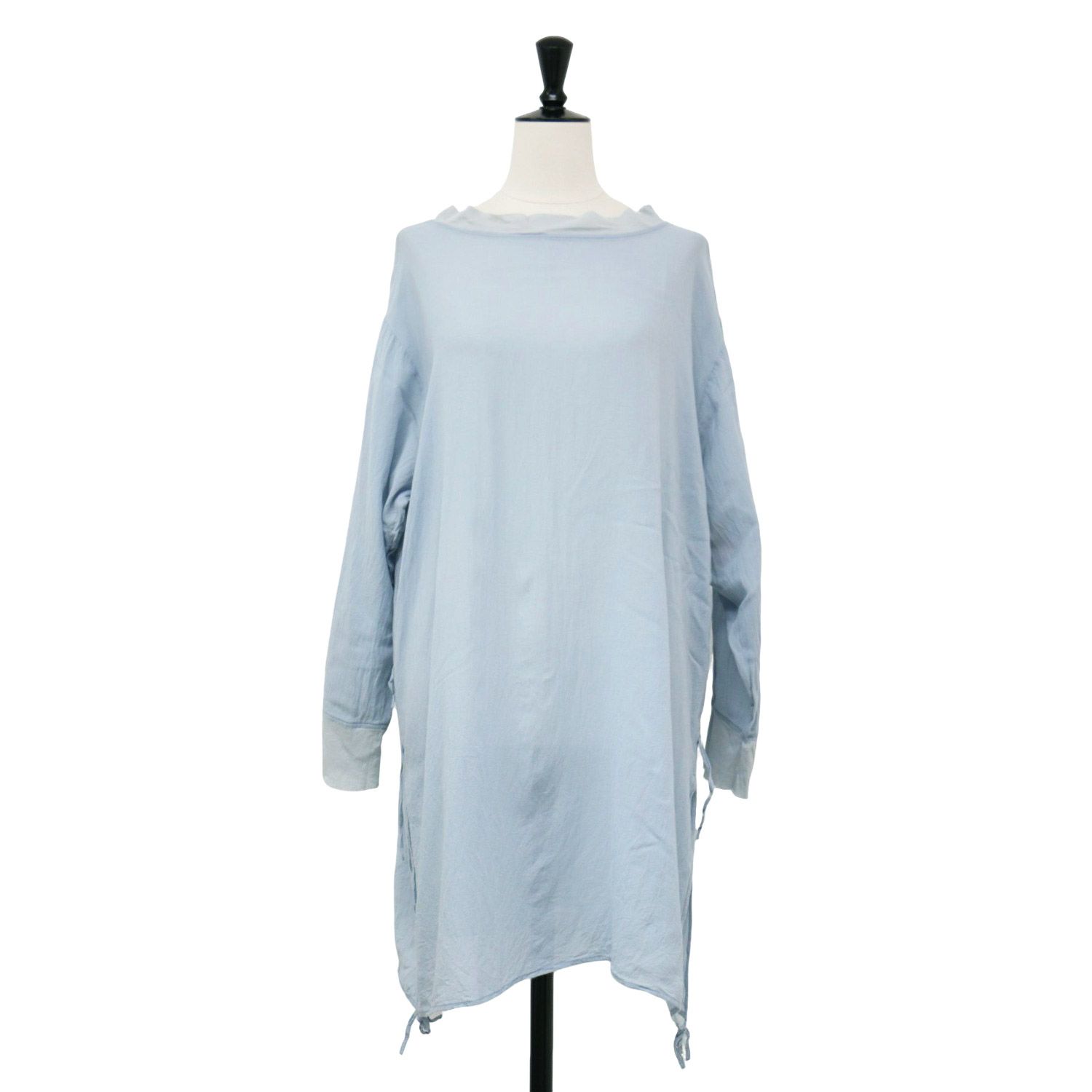 BEAMS maturely ビームス マチュアリー ブラウス ライトブルー サイズ:FREE / シアー クルーネック チュニック ブラウス / Adjustable Crew ロング丈 長袖 / トップス シャツ カットソー【レディース】【中古】 BEAMS maturely ビームス マチュアリー ブラウス ライトブルー