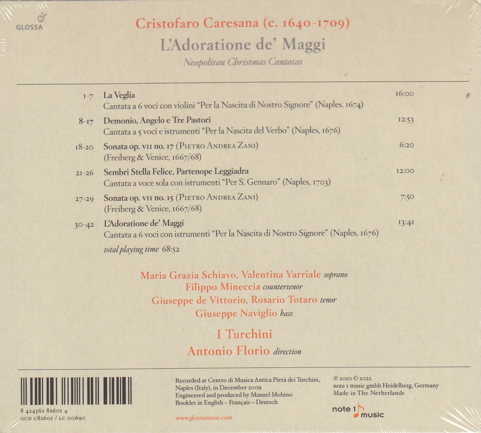 【中古】 カレサーナ、クリストファロ 1640-1709 / ナポリのクリスマス カレサーナ：狩、タランテッラ、他 フローリオ＆カペッラ・デッラ・ピエタ・デ・トゥルキーニ 中古】 カレサーナ、クリストファロ 1640-1709 / ナポリの