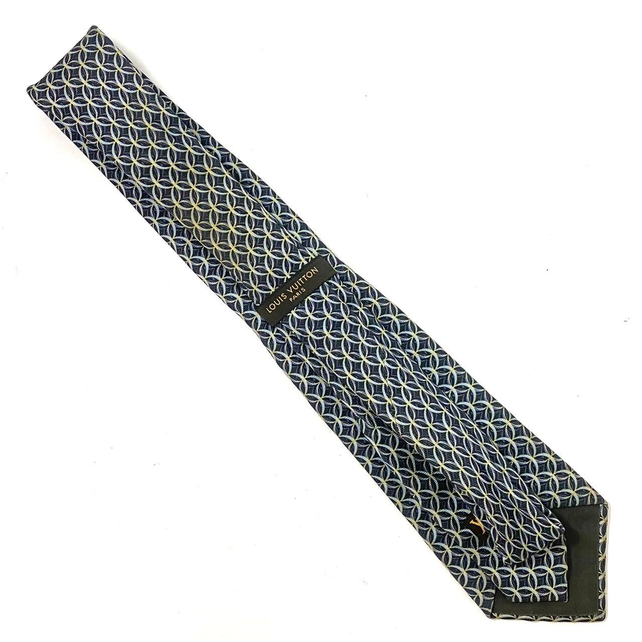 美中古品　ルイスヴィトン　ネクタイ　GLD  シルク　モノグラム SJ3【LOUIS VUITTON】ネクタイ SILK/シルク 100% ネイビー系