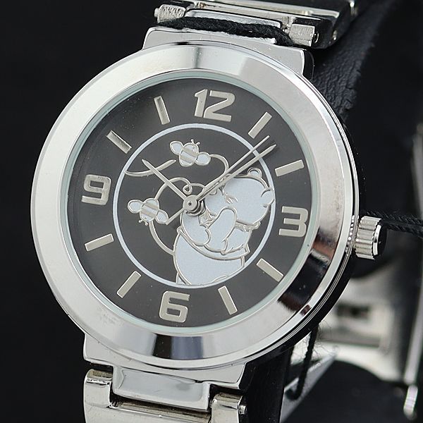 稼働 良品 ディズニー プーさん T& G QZ 黒文字盤 メンズ腕時計 OSW