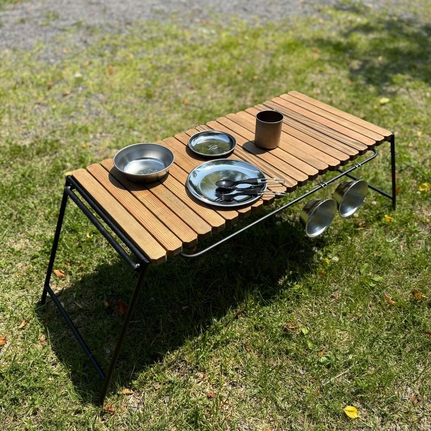【SALE／37%OFF】 IGT対応 折りたたみアイアンテーブル ジャコビーン色-フラット テーブル・チェア・ハンモック