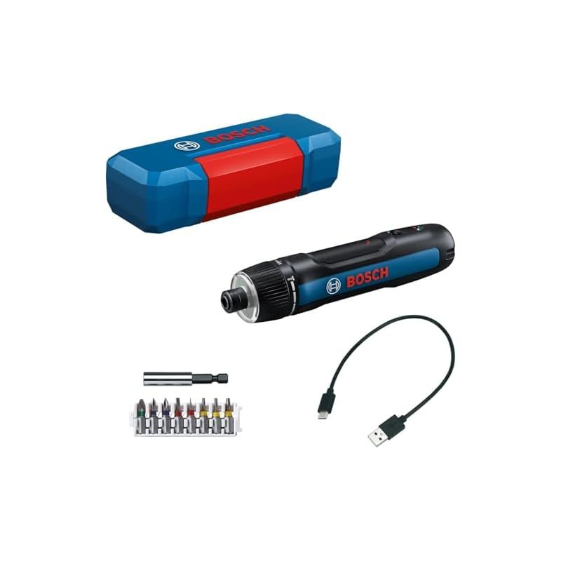Bosch Professional ボッシュ 3.6Vコードレス 電動 ドライバー ドライバービット8本 延長ビットホルダー ケース USB Type-Cケーブル付 BoschGO3 1
