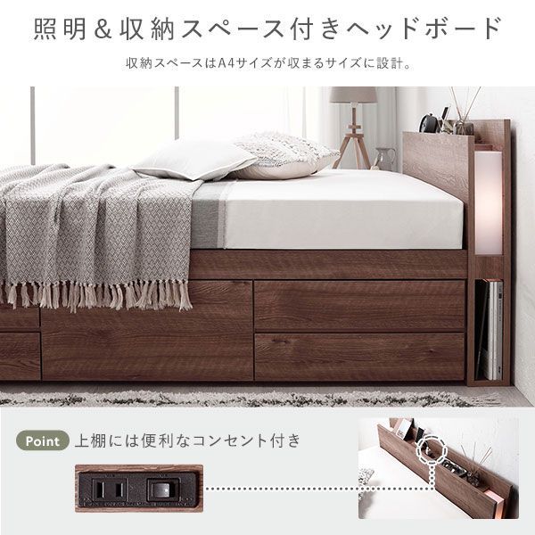 照明付 国産薄型ポケットコイルマットレス付