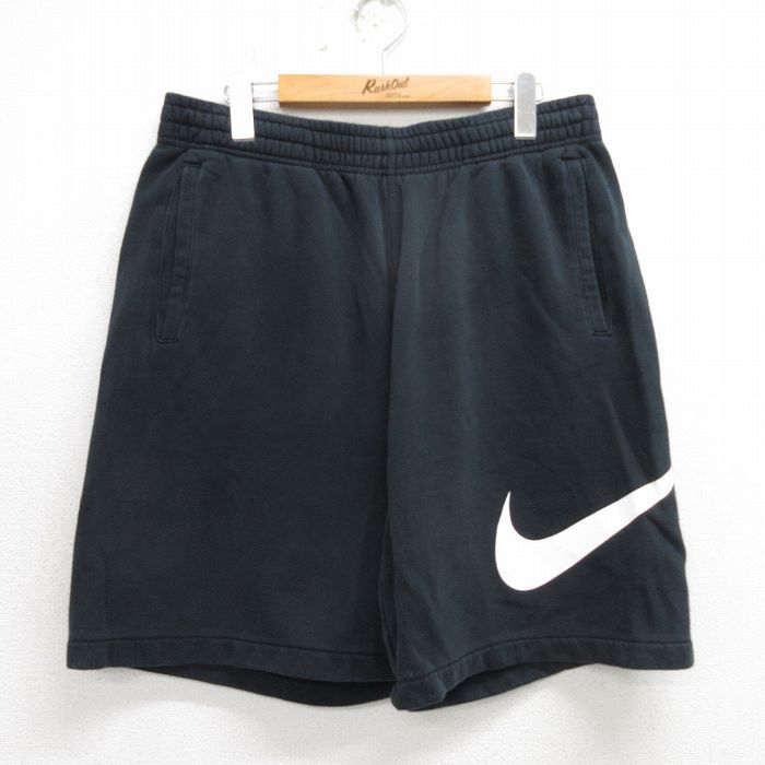 W36/古着 ナイキ NIKE ショート スウェット パンツ ショーツ メンズ ビッグロゴ 黒 ブラック 24jun28 中古 ボトムス 短パン ショーパン