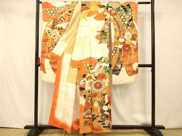 振袖 豪華 金彩 総絞り 束ね熨斗文様 身丈160cm 振袖 豪華 金彩 総絞り 束ね熨斗文様 身丈160cm 最高級古典柄振袖 滝