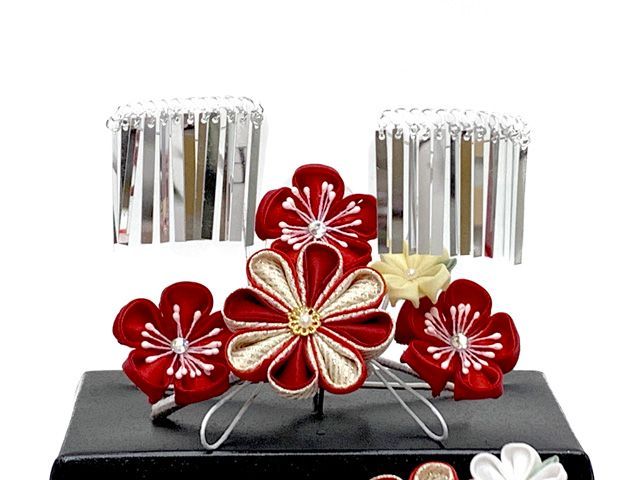 七五三 髪飾り 3点セット 7歳 つまみ細工 髪飾り セール中 勝山セット