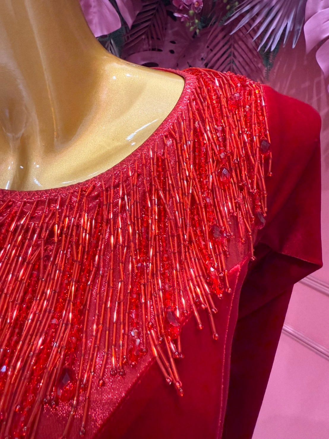 社交ダンス gentil ジャンティ GH ラテンドレス 赤 レッド サイズM 242237084