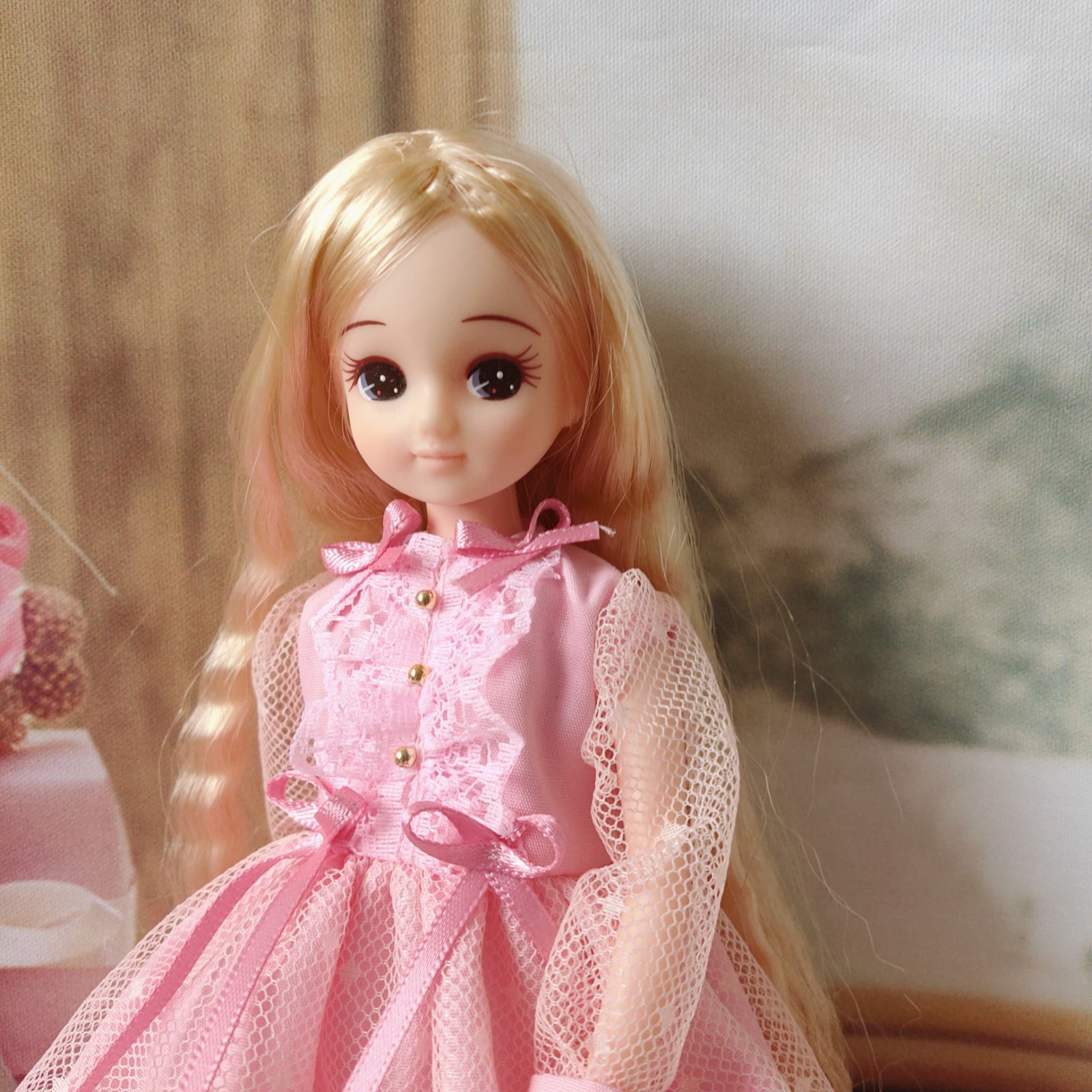 あき　りかちゃんジェニー服　ヴィクトリアン桜+薔薇&テディベアチェック柄 3月新作》リカちゃん服ジェニーちゃん服097 - メルカリ