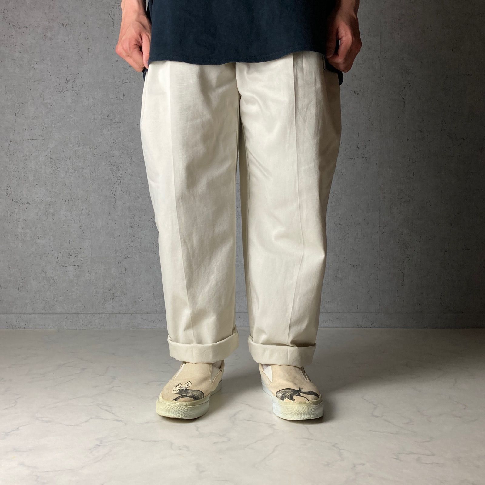 希少 90s DOCKERS ドッカーズ タック ワイドチノパンツ 白パン - メルカリ