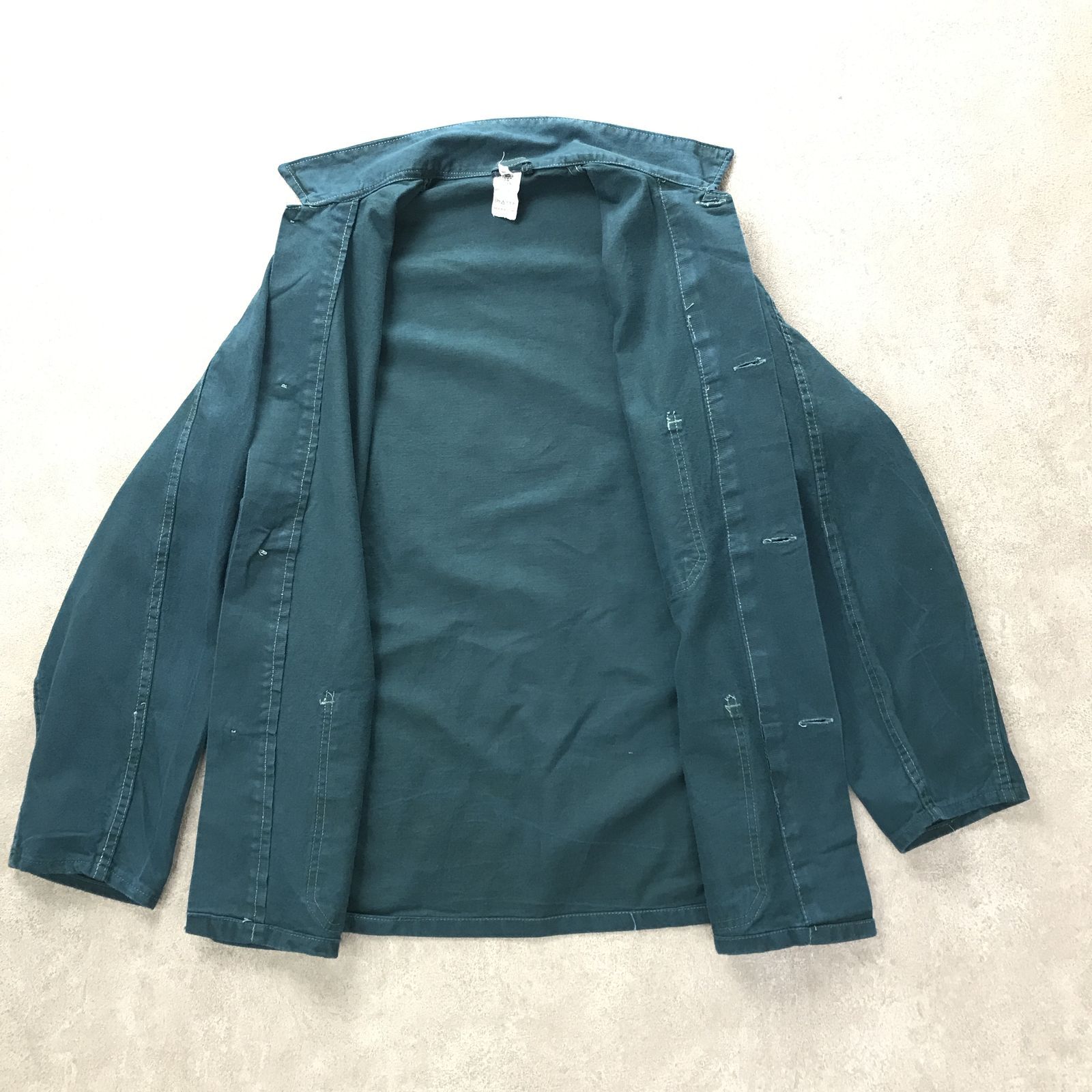 【物流センター】 中古 その他アウター ベルギー製 MADE IN BELGIUM 後染め風フレンチワークジャケットワークジャケット カバーオール オールド・ビンテージ ヨーロッパ古着 ブルー芯？46 その