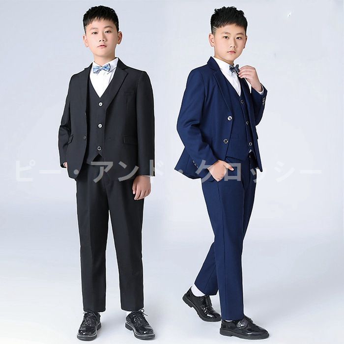 子供服 スーツセット 男の子 フォーマルスーツ おしゃれ キッズ 太め 厚手 5点セット 発表会結婚式 卒園式 大きいサイズ 卒業式 nee4j210724