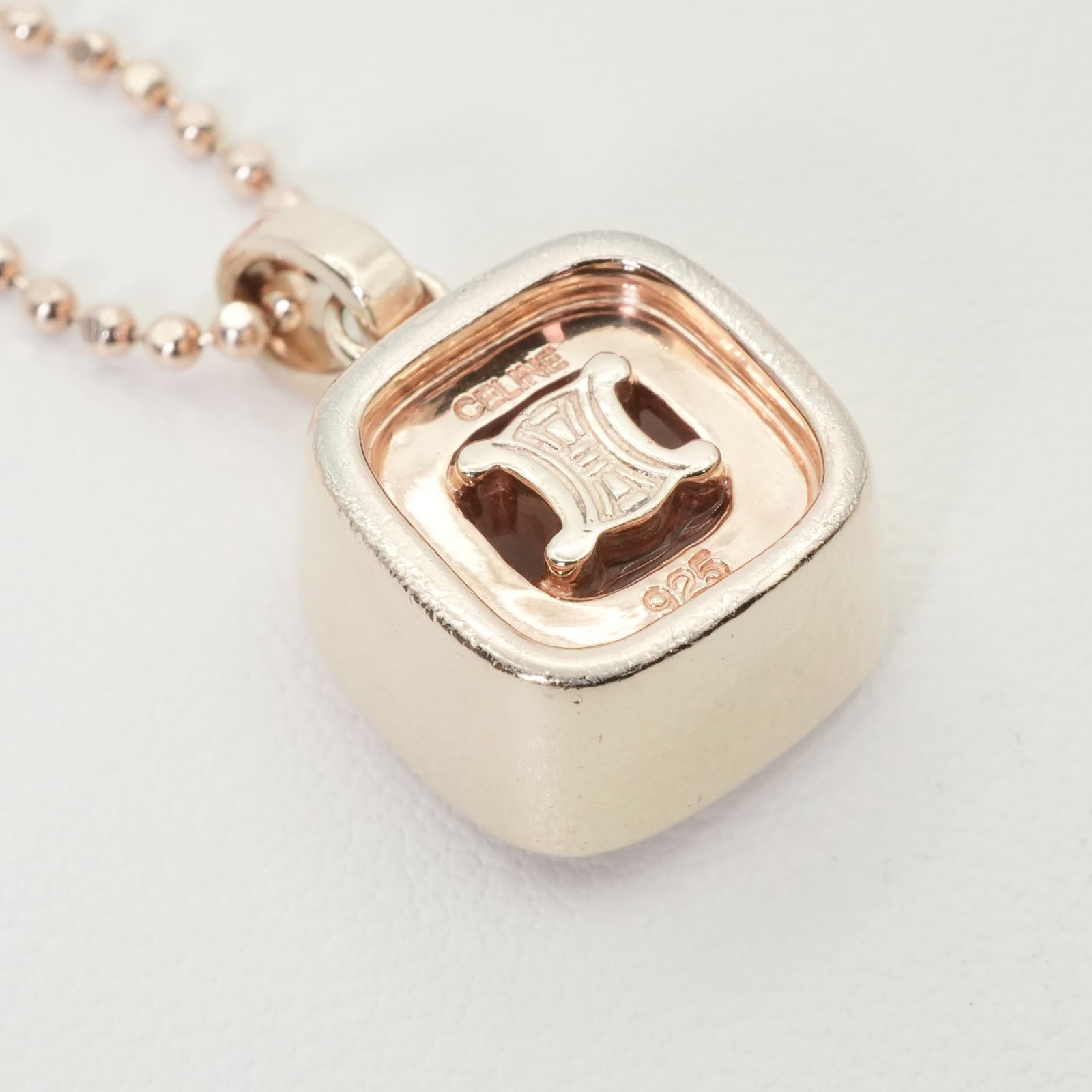 セリーヌ ローズクォーツ シルバー ネックレス トリオンフ/24-5781S