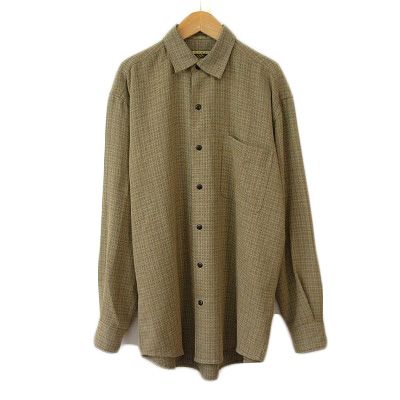 ジョセフアブード JOSEPH ABBOUD シャツ チェック 長袖 レーヨン M ベージュ