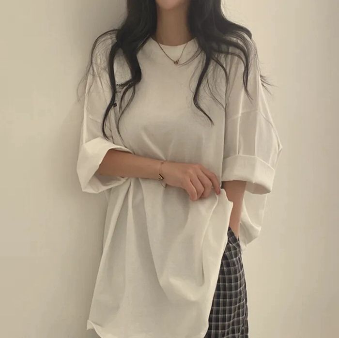 Tシャツ レディース 半袖 韓国風 夏 ロング おしゃれ トップス ストライプ 半袖tシャツ 綿麻 きれいめ 薄手 ゆったり カジュアル 大きいサイズ 大人 着痩せ img_5e326e617387b21c6285663814