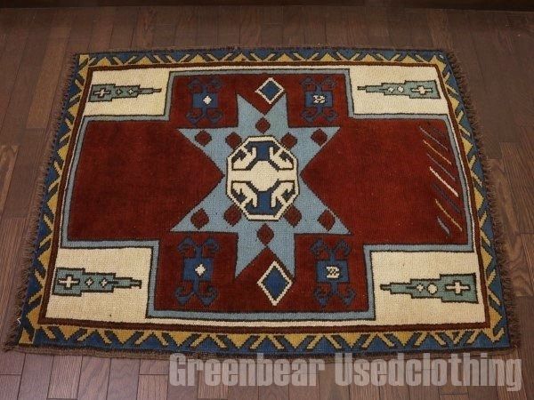 RAGN280 トライバルラグ ウール絨毯 ヴィンテージ 102cm×81cm