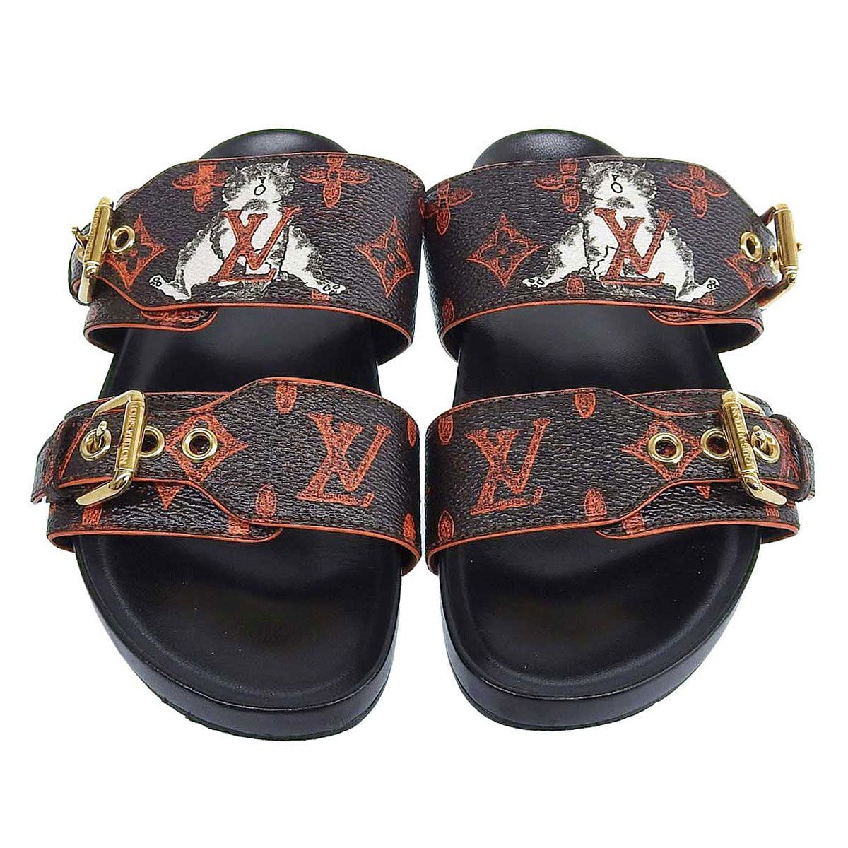 ルイヴィトン グレース・コディントンコラボ ボンディア ライン ミュール キャットグラム レディース ブラック LOUIS VUITTON【中古】 【アパレル・小物】