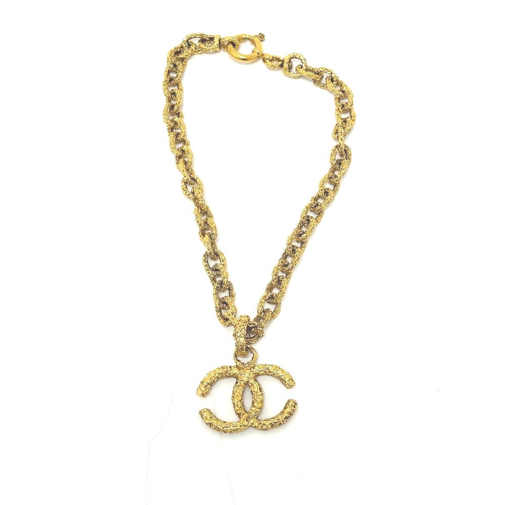 CHANEL シャネル ネックレス ココマーク CCマーク 溶岩 93A メタル ゴールド