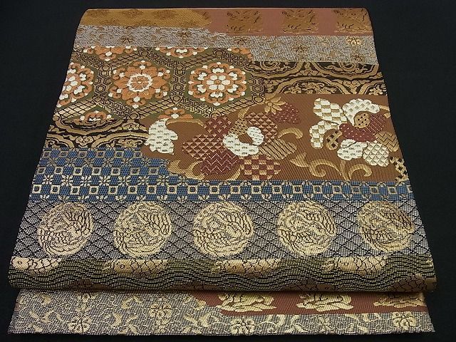 平和屋1■極上　西陣　川島織物謹製　六通柄本袋帯　名物裂　金糸　逸品3s1614