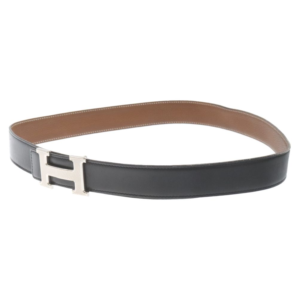 HERMES (エルメス) コンスタンス Hバックル レザーベルト ブラック