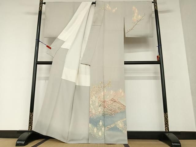 MK-1336 色無地 本加賀友禅作家 杉浦伸 叩き染 魚子黄色 縮緬 MK-1336 色無地 本加賀友禅作家 杉浦伸 叩き染 魚子黄色 縮緬