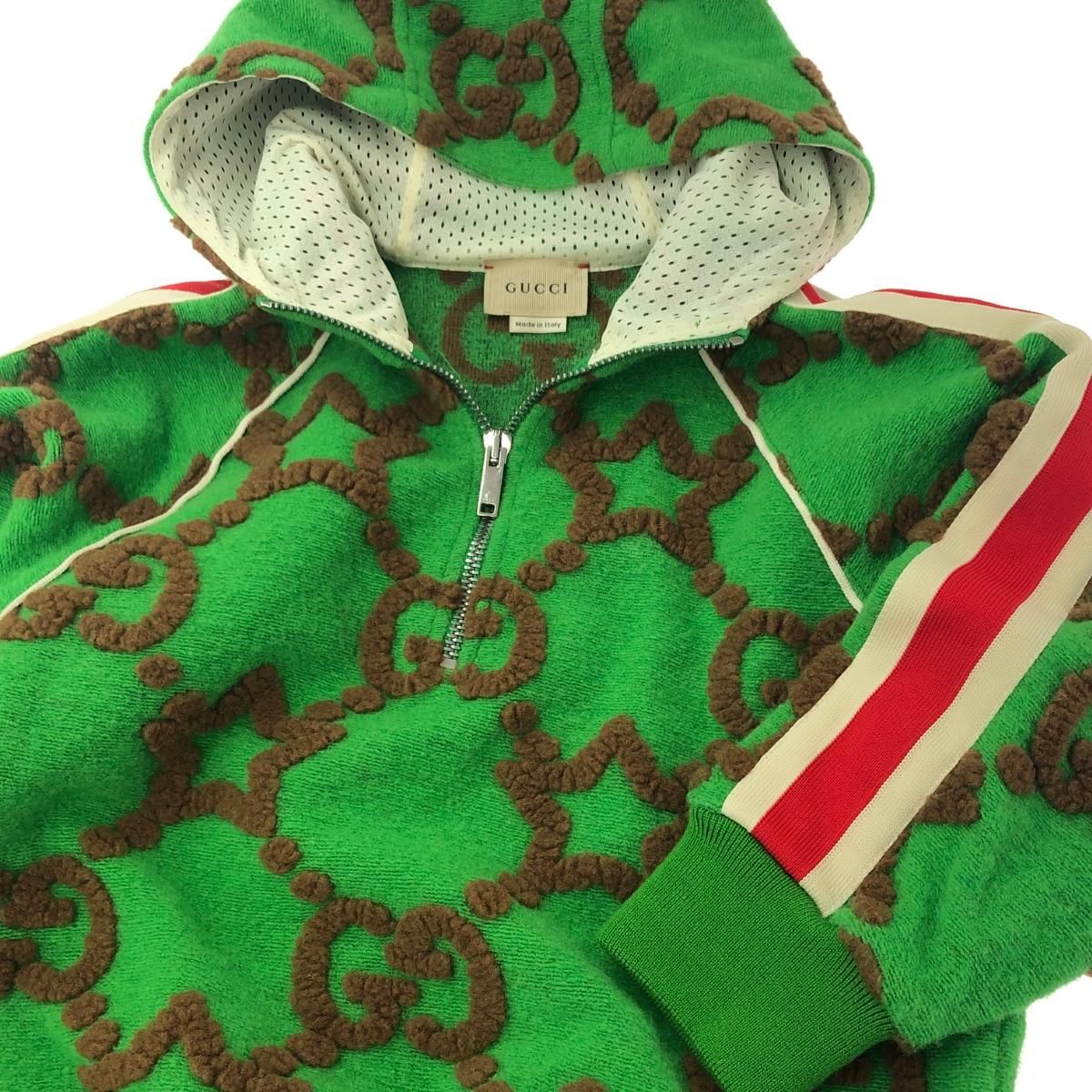 GGスター柄◎GUCCI グッチ　ハーフジップパーカー　グリーン　ビッグGG GUCCI グッチ GGロゴ 総柄 ハーフジップパーカー サイズ:4歳 110